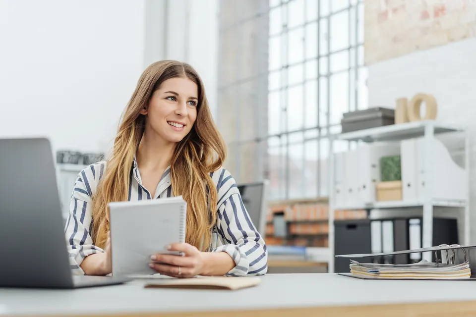 A self-employed entrepreneur working in a home office